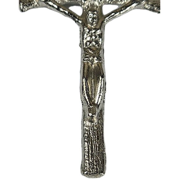 VTG Red Crystal Rosary Silver Tone Crucifix Sacred Heart Jesus Center Necklace - Picture 7 of 8